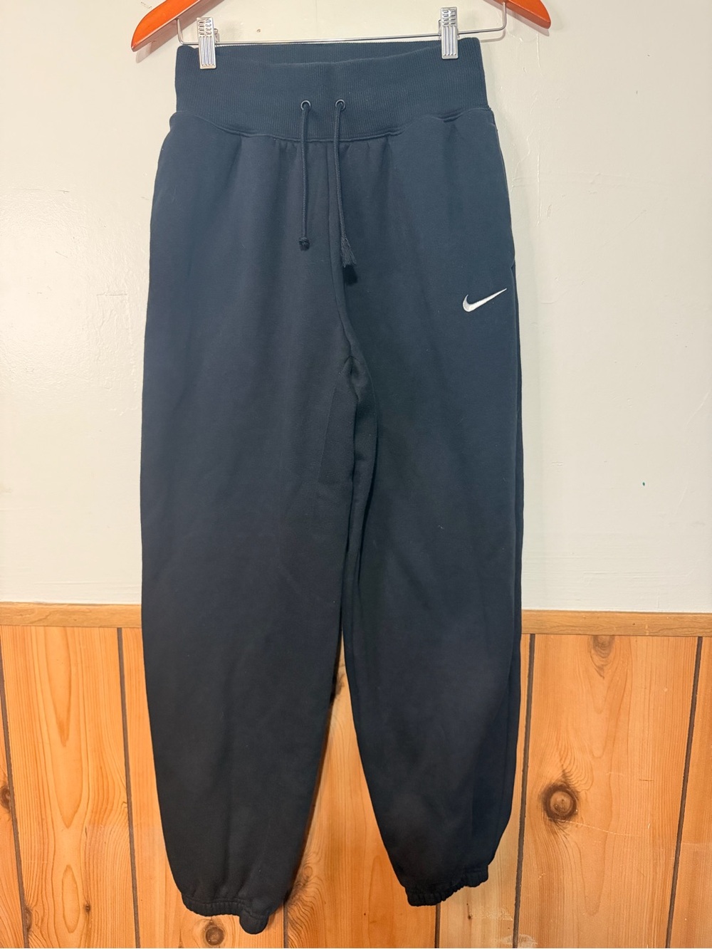 Nike Black Track Joggers with White Swoosh